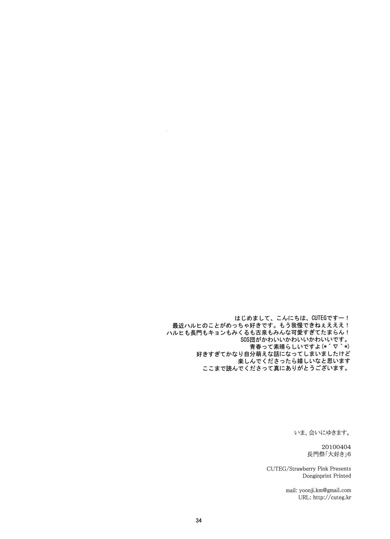 (Nagato Matsuri "Daisuki" 6) [Strawberry Pink (CUTEG)] Ima, Ai ni Yukimasu (Suzumiya Haruhi no Yuuutsu) [English] [biribiri] 33
