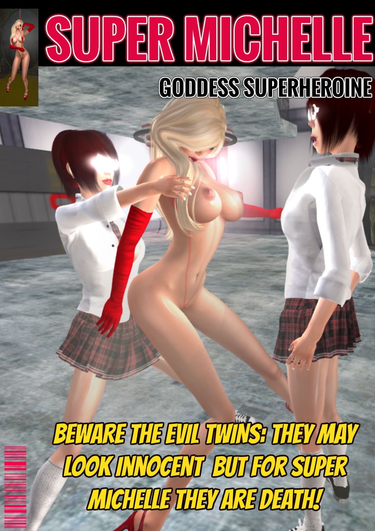 Super Michelle vs the Evil Twins - Superheroine in peril - Heroine comics 0
