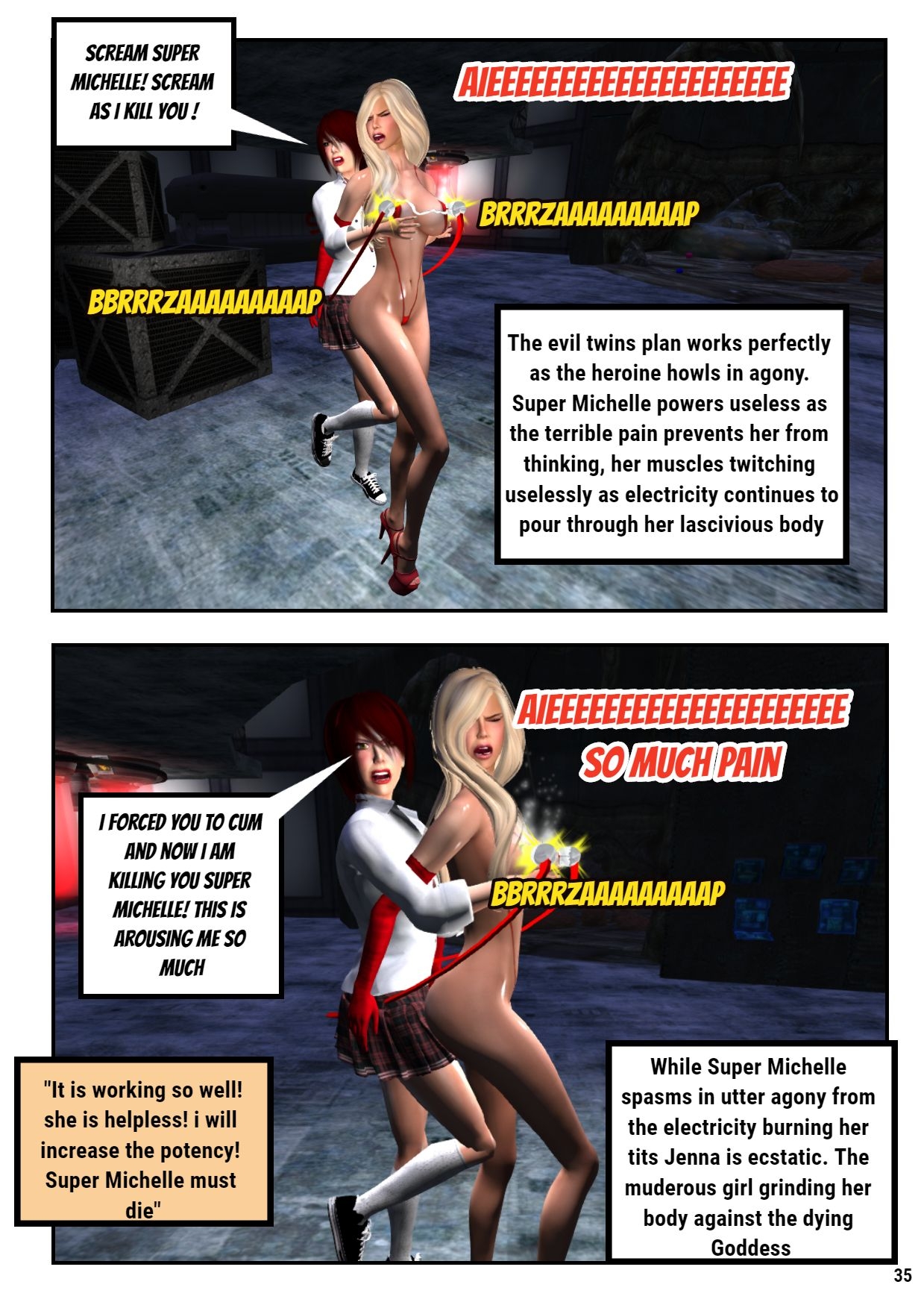 Super Michelle vs the Evil Twins - Superheroine in peril - Heroine comics 38
