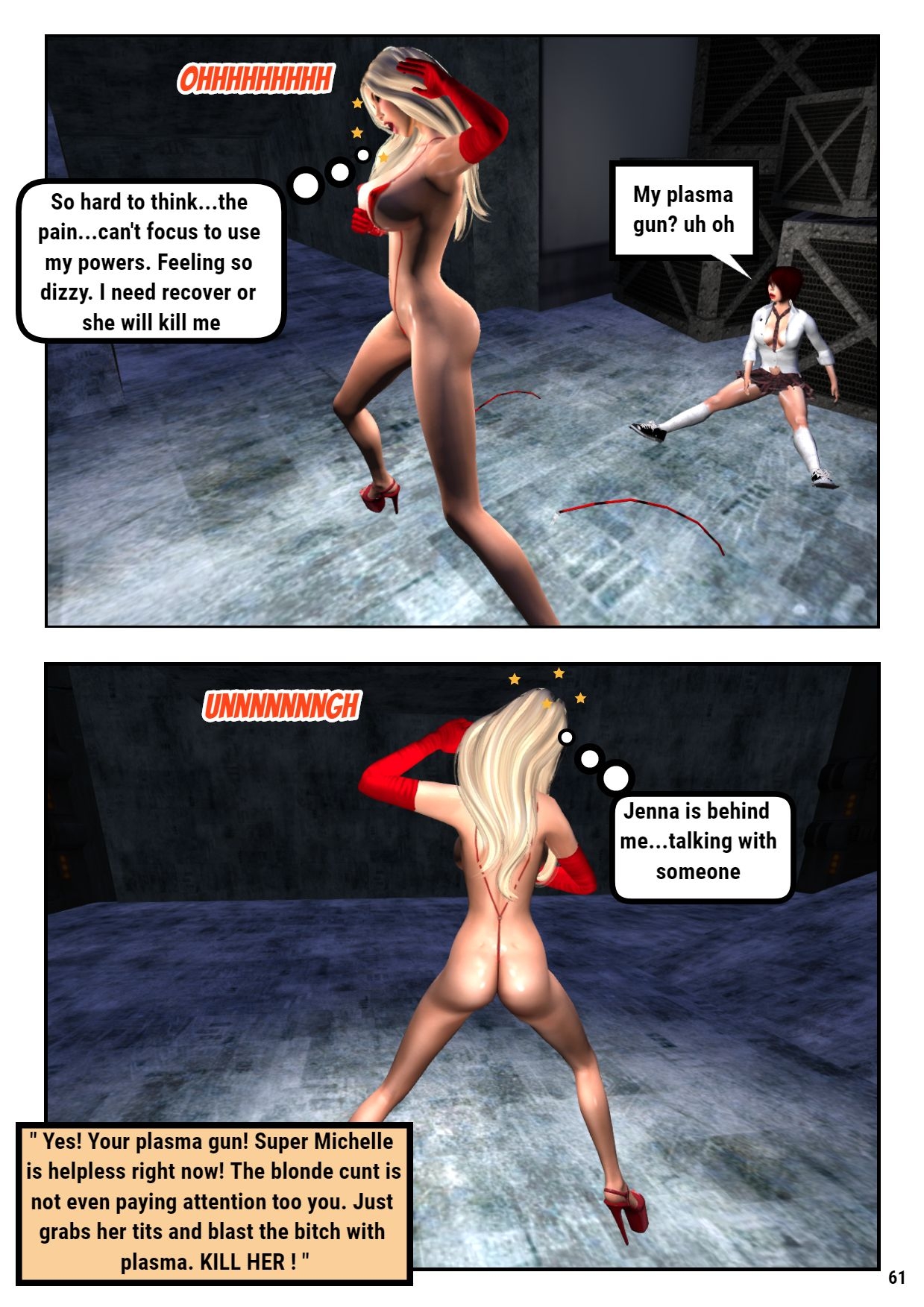 Super Michelle vs the Evil Twins - Superheroine in peril - Heroine comics 64