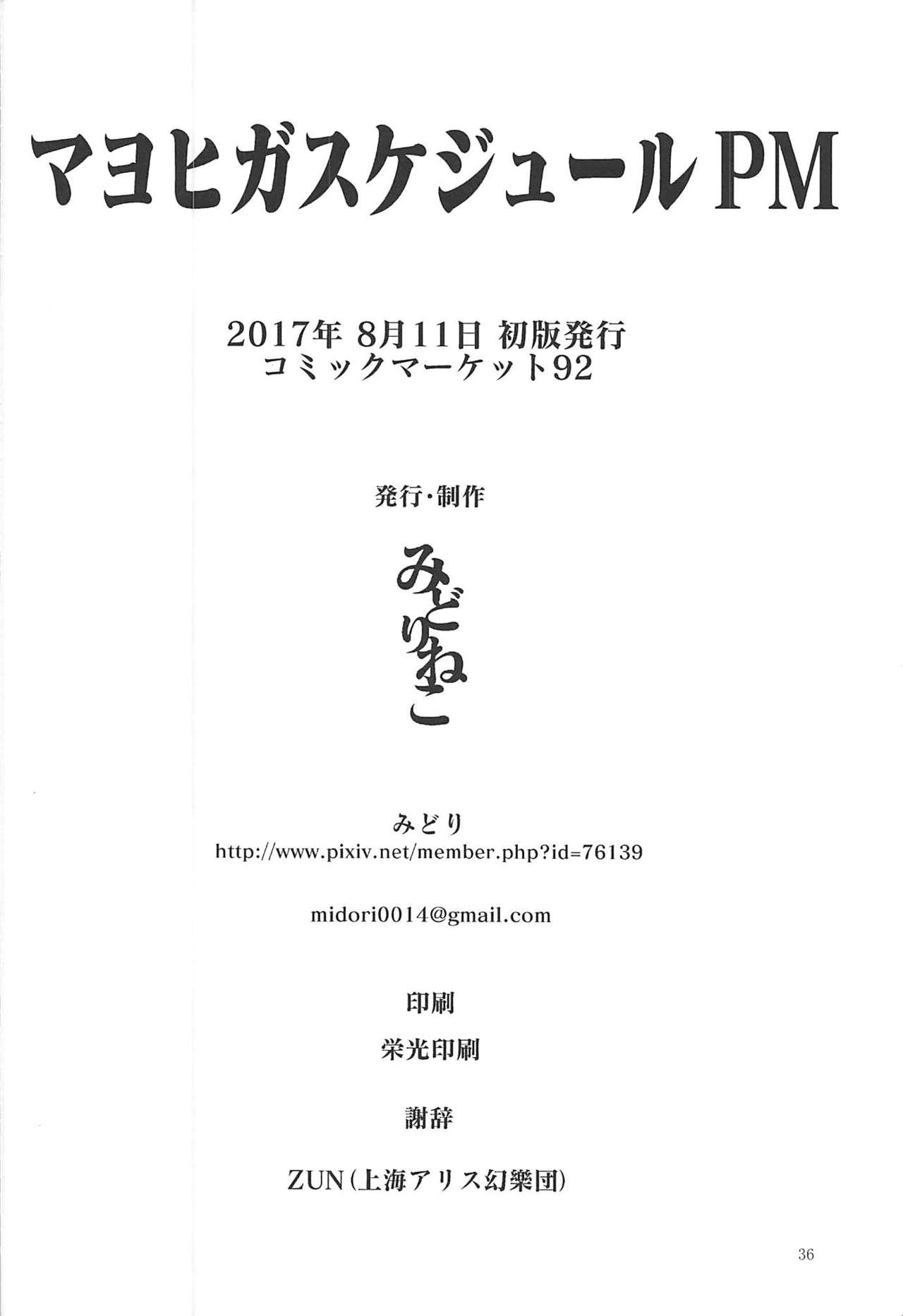 (C92) [Midorineko (Midori)] Mayoiga Schedule PM (Touhou Project) [Chinese] [靴下汉化组] 38