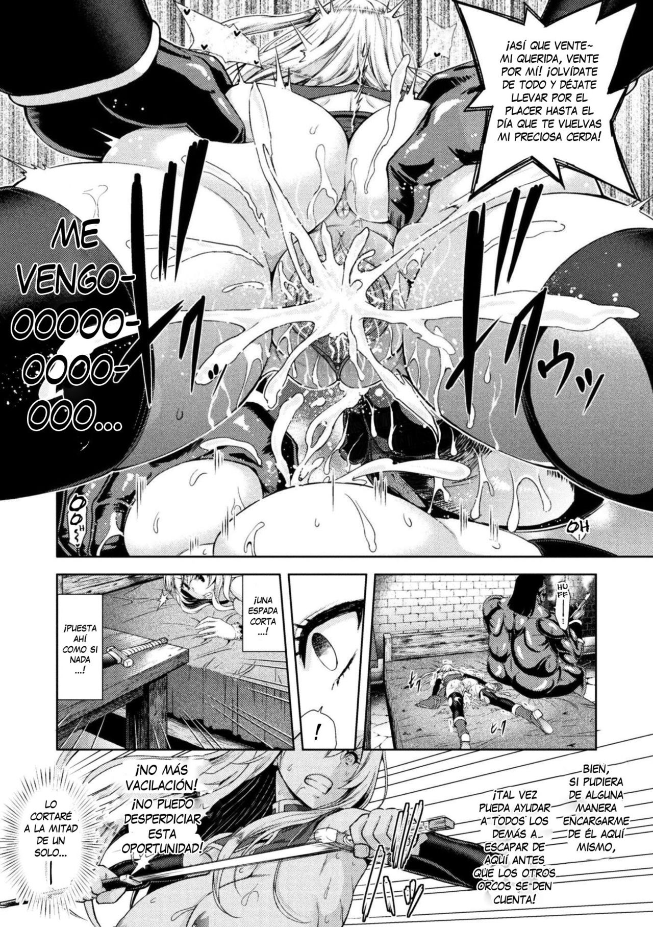 [Yamada Gogogo] Erona -Orc no Inmon ni Okasareta Onna Kishi no Matsuro- | Erona -La Caída de una Hermosa Guerrera Maldecida con la Lasciva Marca de un Orco- Ch. 1-4 [Spanish] {meiwow} 42