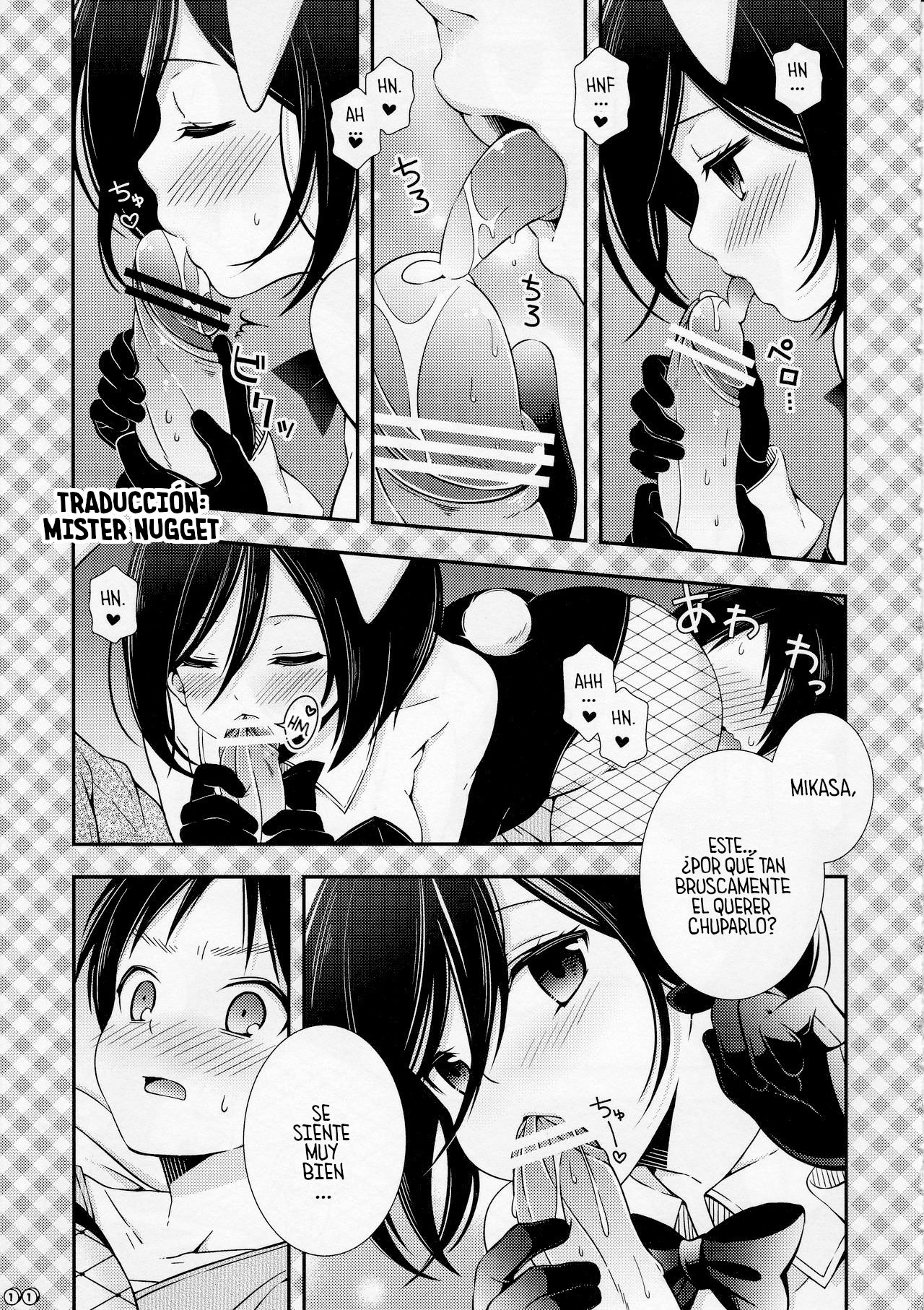 (FALL OF WALL Nagoya) [Sangatsu no Osakai (Sangatsu)] Bunny Girl no Mikasa to Eroi koto suru Hon (Shingeki no Kyojin) [Spanish] [Mr. Nugget] 10