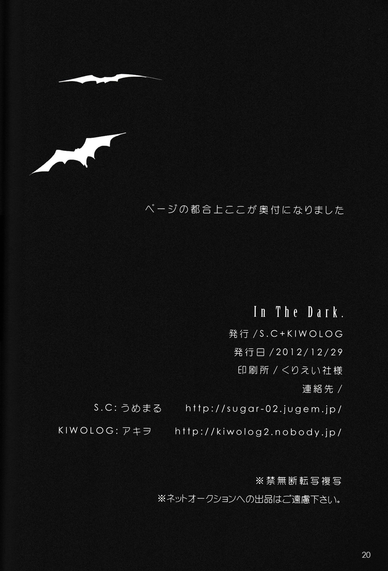 (C83) [S.C+KIWOLOG (Umemaru, Akiwo)] In The Dark (Durarara!!) 19