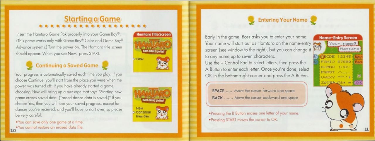 Hamtaro - Ham-Hams Unite! (Game Boy Color) Game Manual 5