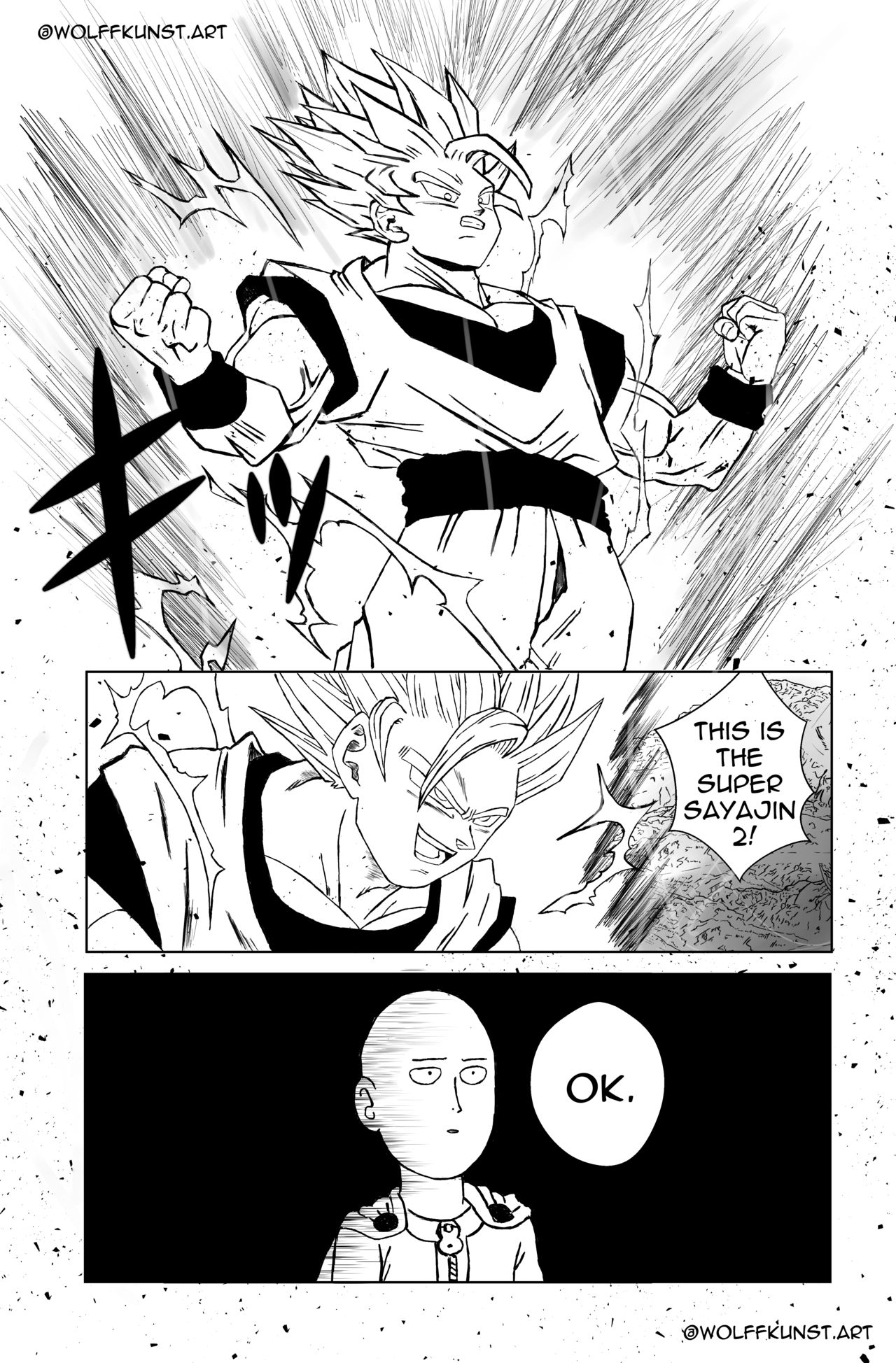 (Wolffkunst) Goku VS Saitama (Dragon Ball/One Punch-man) (English) 1