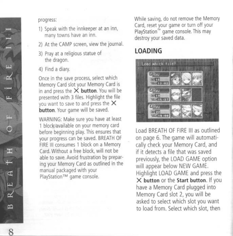 Breath of Fire III (PlayStation) Game Manual 8