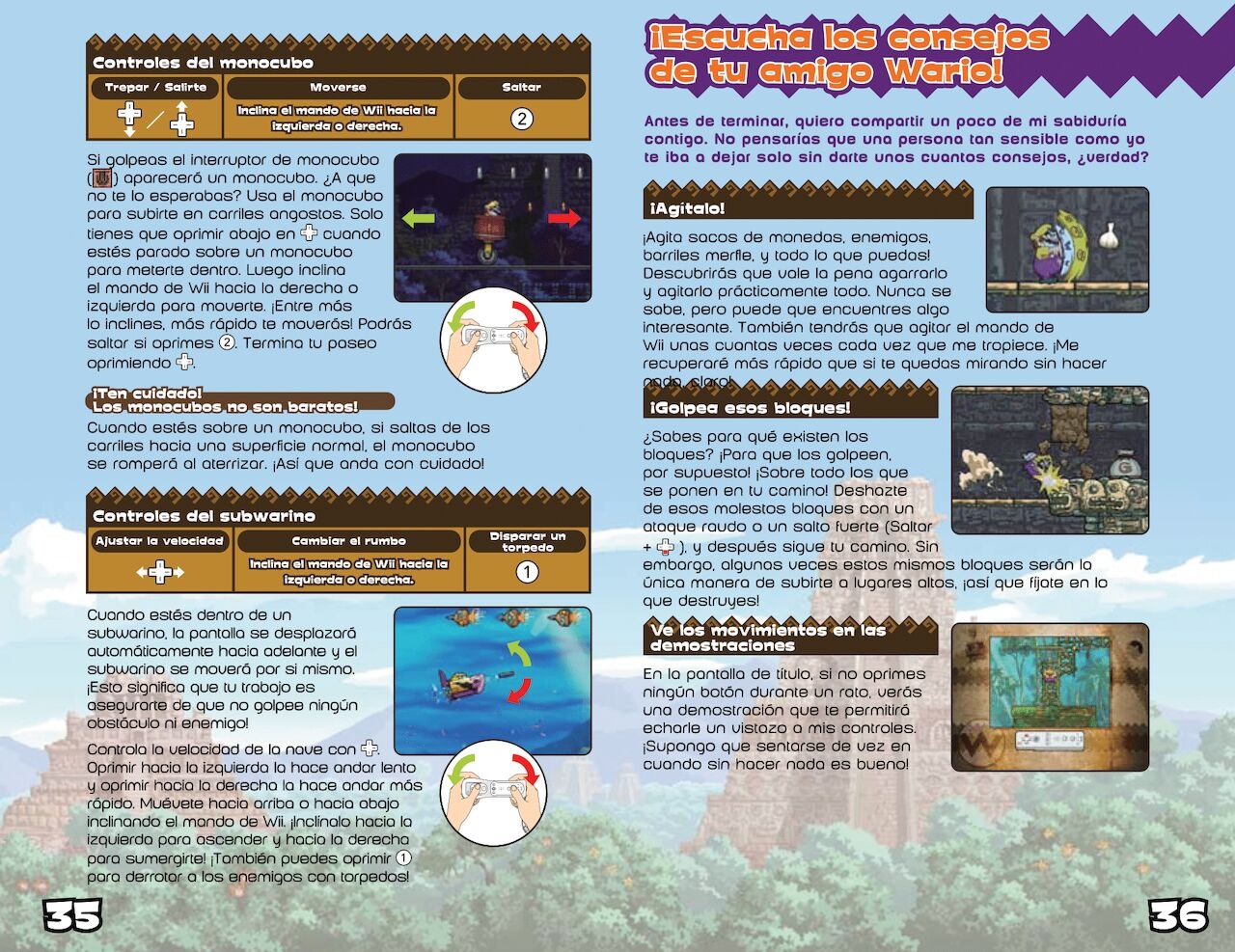 Wario Land 1, 2, 3, 4, Virtual Boy And Shake It Manuals 120