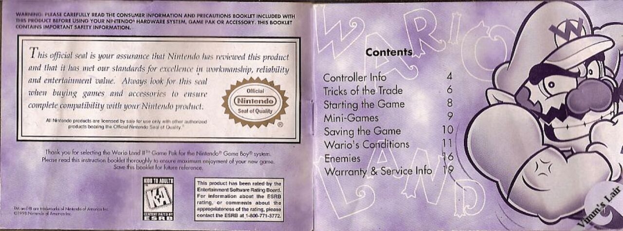 Wario Land 1, 2, 3, 4, Virtual Boy And Shake It Manuals 16