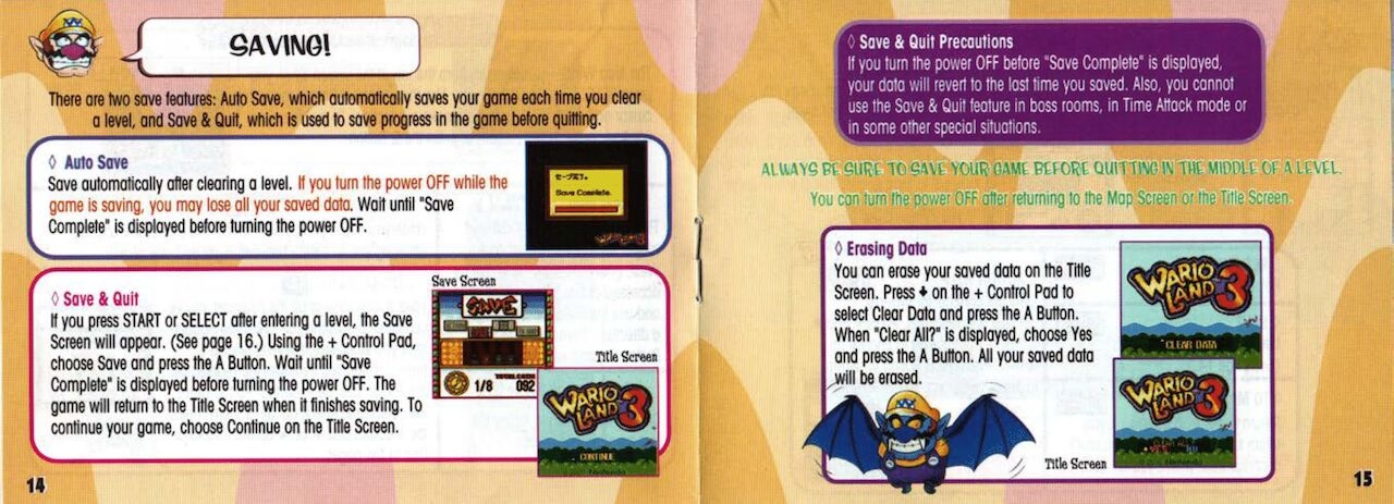 Wario Land 1, 2, 3, 4, Virtual Boy And Shake It Manuals 36