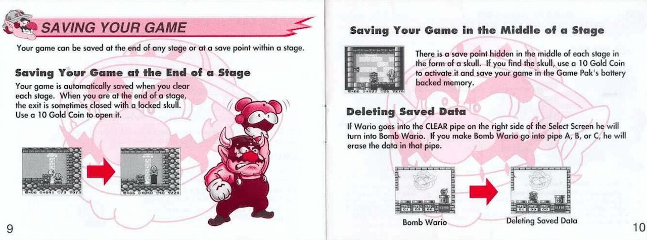 Wario Land 1, 2, 3, 4, Virtual Boy And Shake It Manuals 5