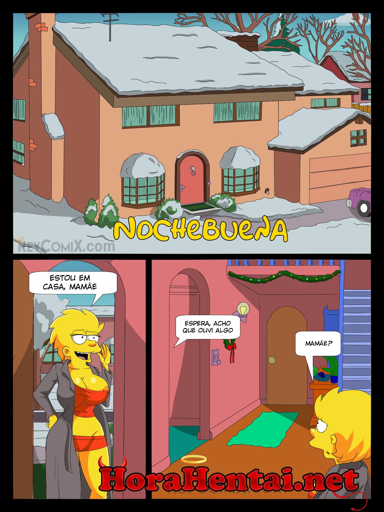 [ReyComiX] Navidad en Familia – Los Simpsons | Natal em Família - Os Simpsons [Portuguese-BR] {HoraHentai.net} 1