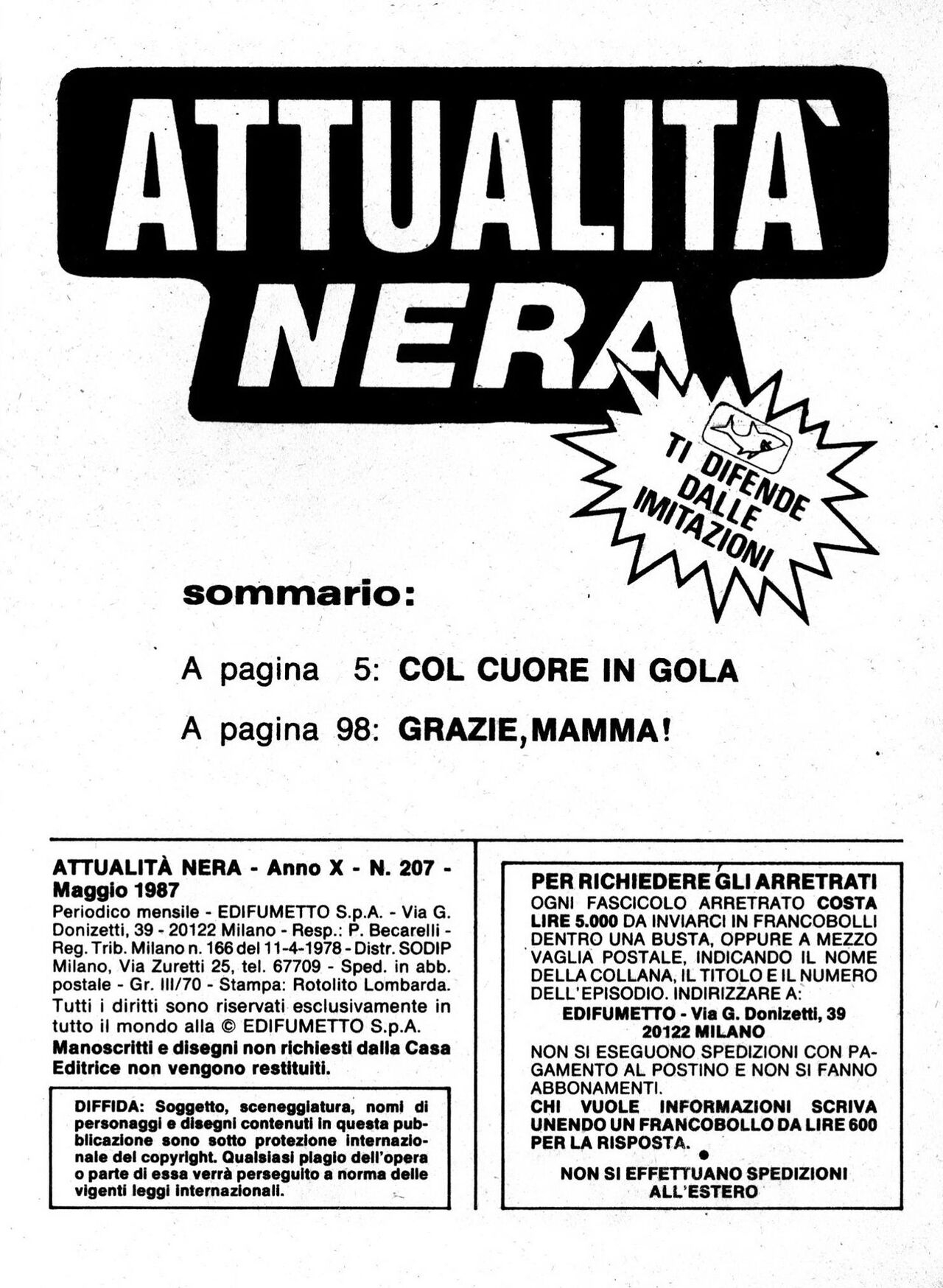 Attualita Nera 207 - Col Cuore in Gola [Italian] 2