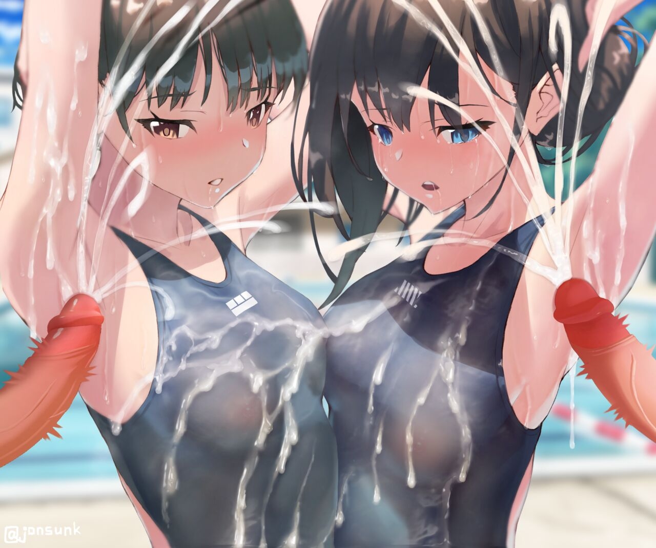 Cum Shot Chapter5-Swimgirls Rikka&Shiori[Chinese] 50