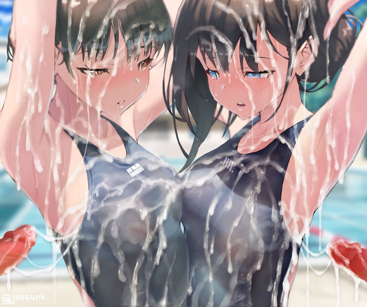 Cum Shot Chapter5-Swimgirls Rikka&Shiori[Chinese] 56