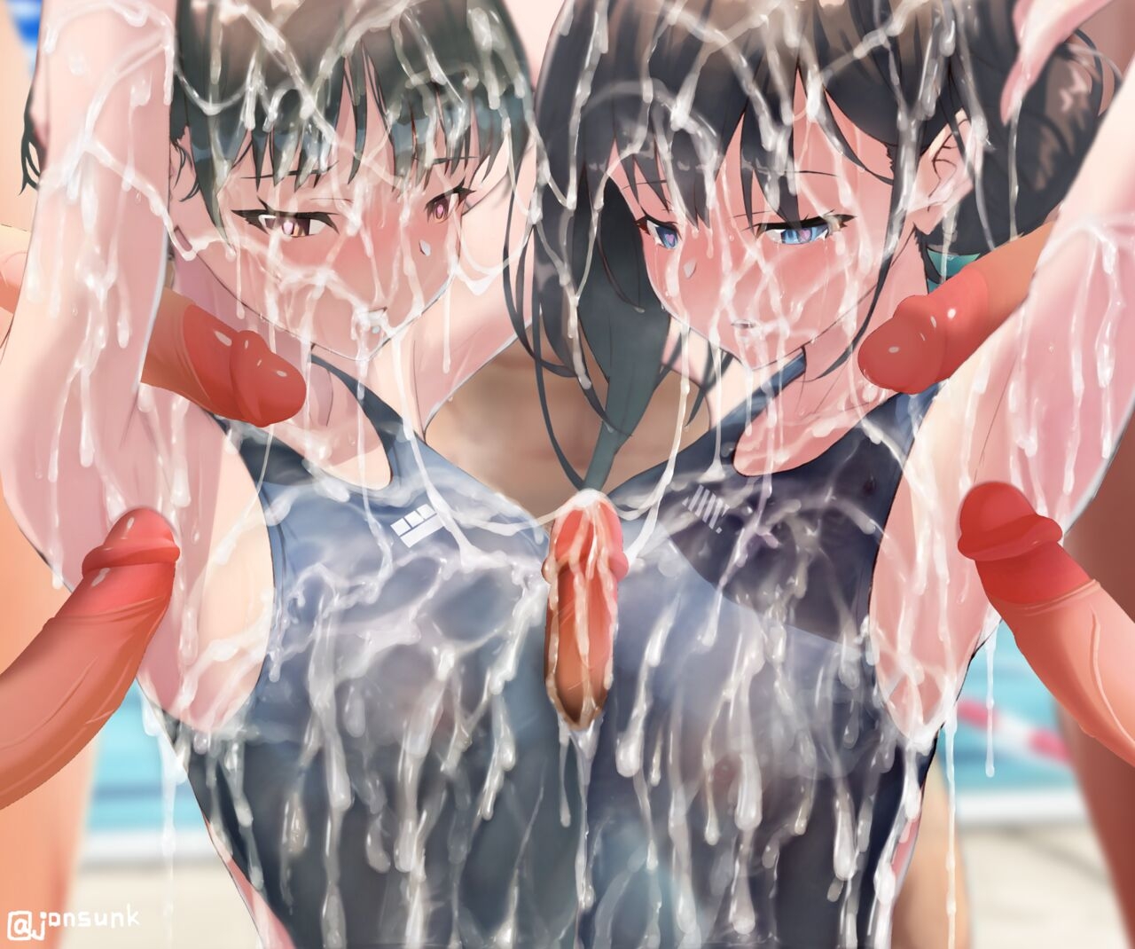 Cum Shot Chapter5-Swimgirls Rikka&Shiori[Chinese] 78