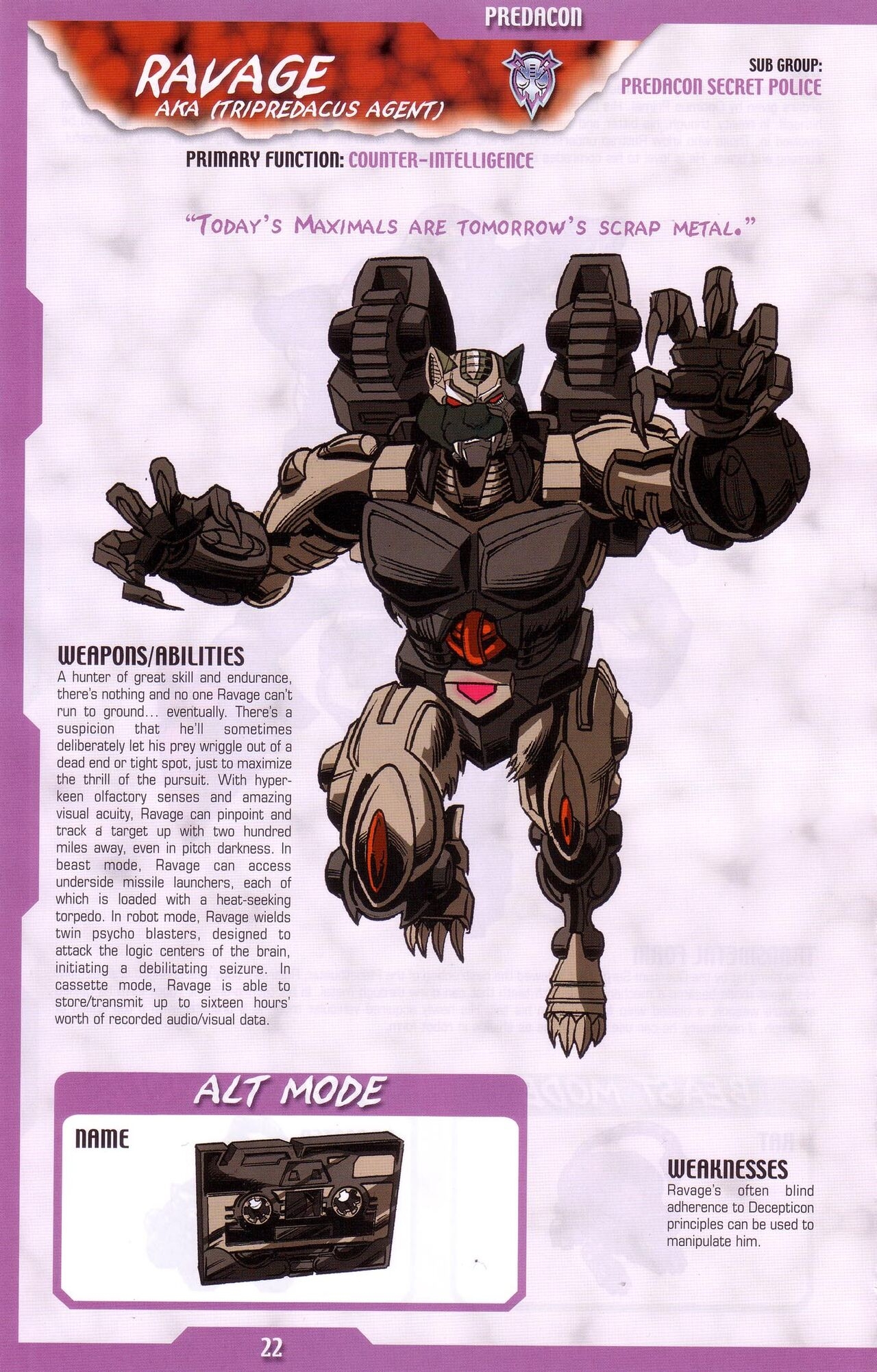 Transformers: Beast Wars Sourcebook #1-4 116