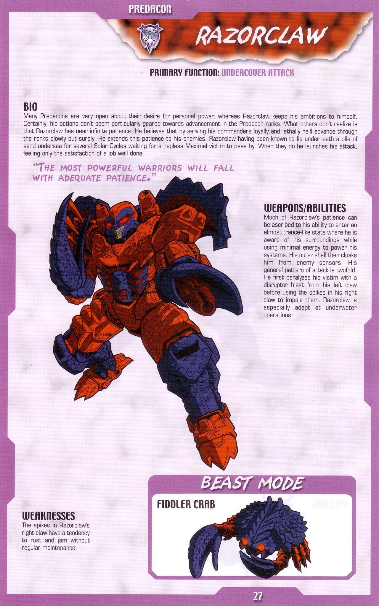 Transformers: Beast Wars Sourcebook #1-4 121