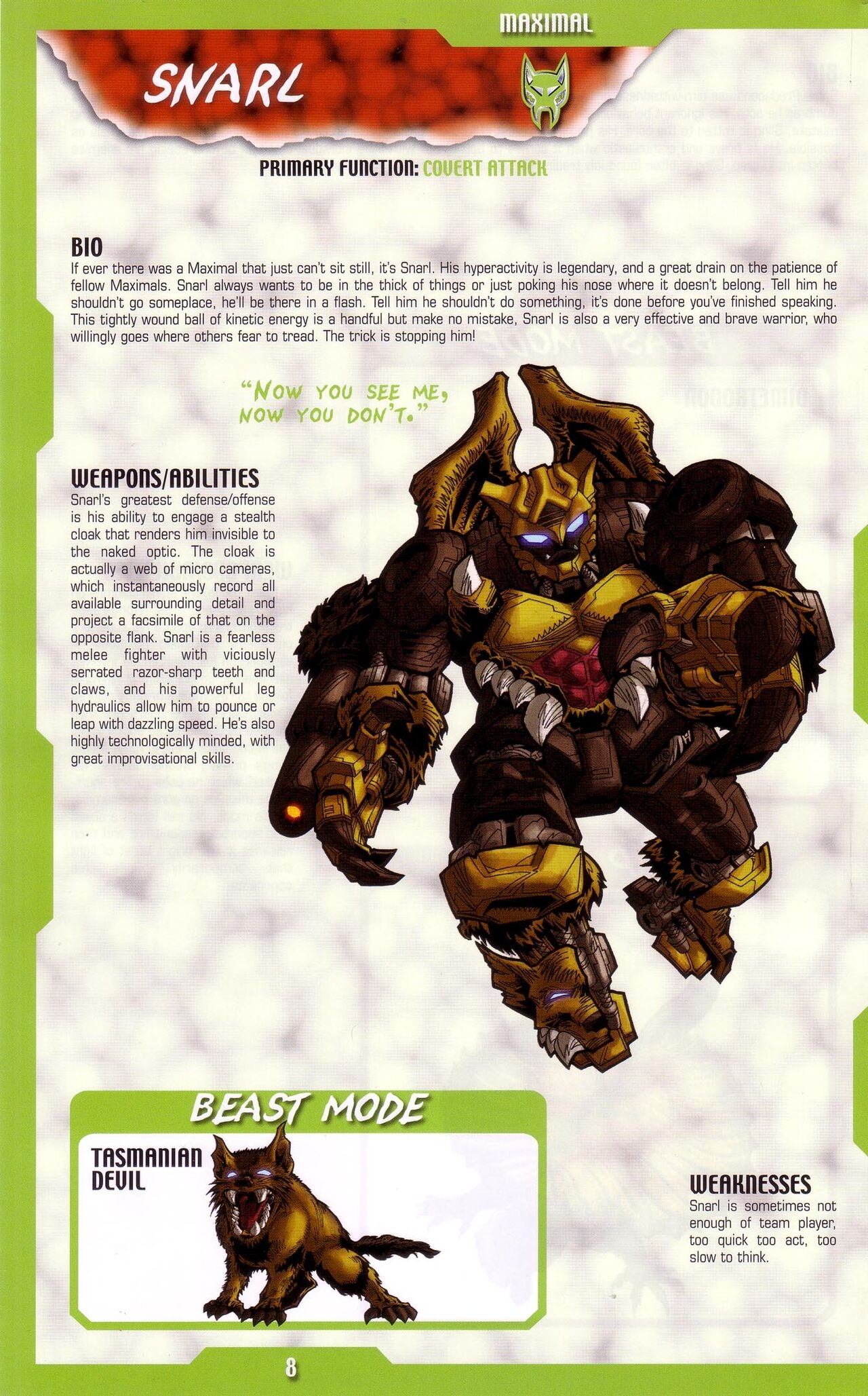 Transformers: Beast Wars Sourcebook #1-4 153