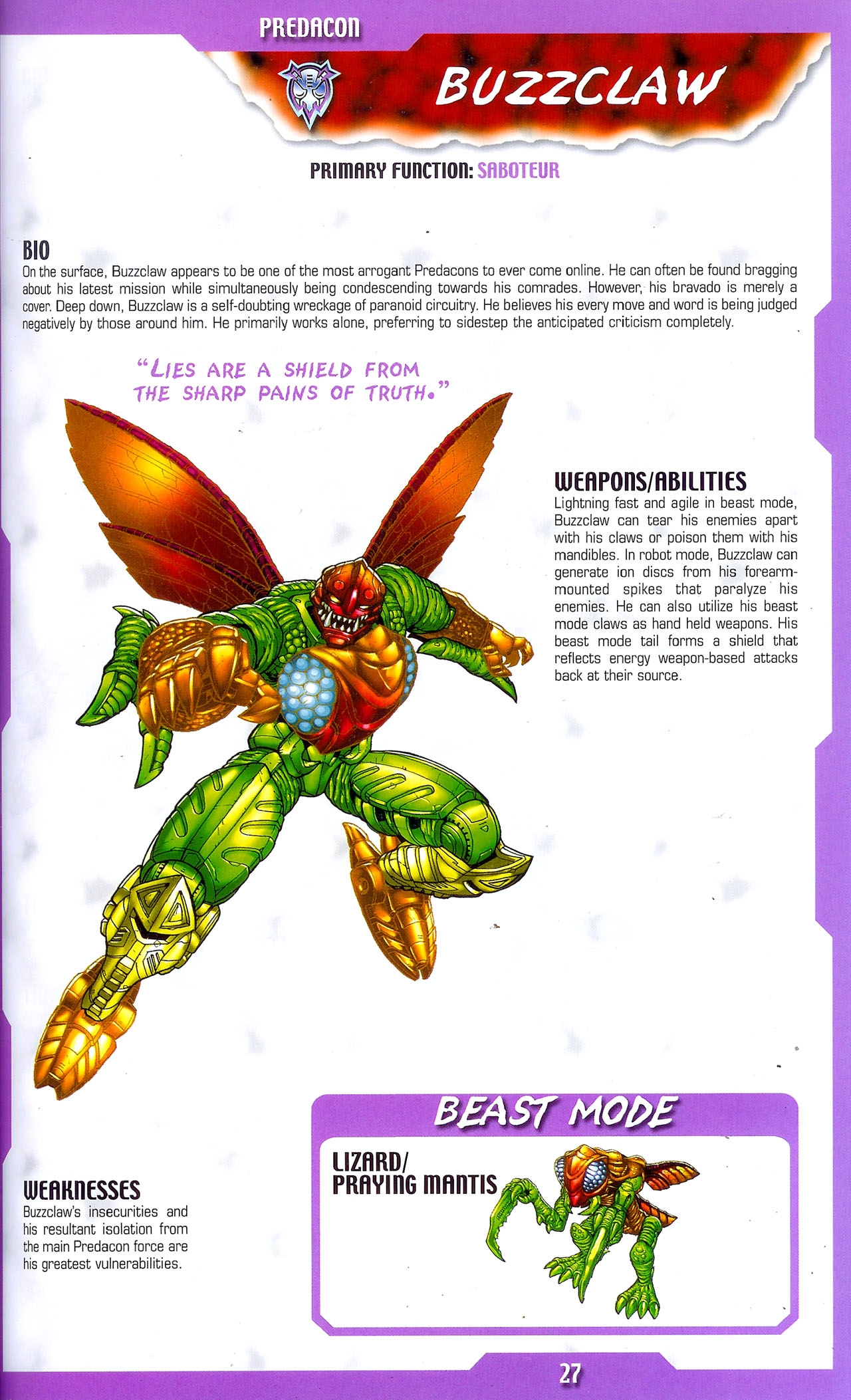 Transformers: Beast Wars Sourcebook #1-4 25