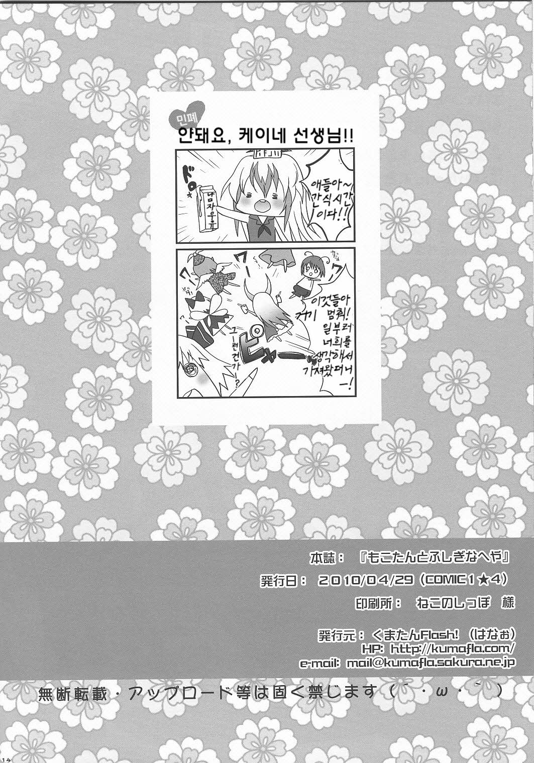 (COMIC1☆4) [Kuma-tan Flash! (Hanao)] Mokotan to Fushigina Heya (Touhou Project) [Korean] 12