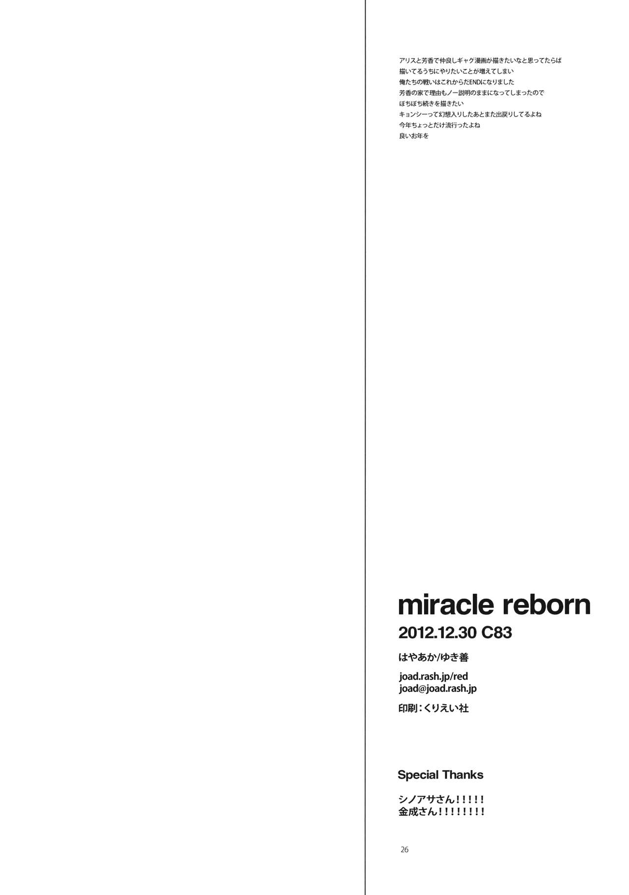 (C83) [Hayaaka (Yukiyoshi)] Miracle Reborn (Touhou Project) 25