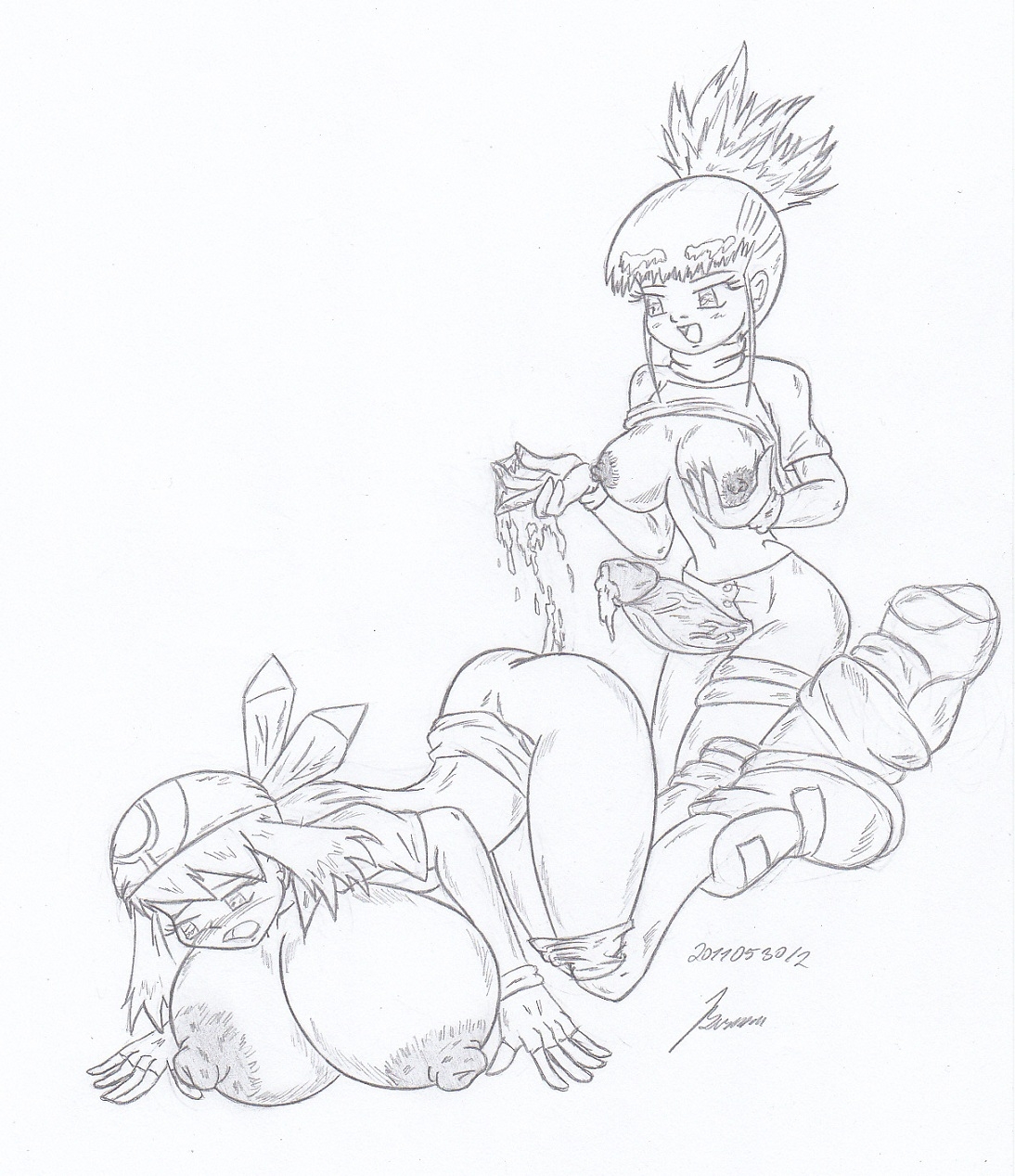 My miny Rika Nonaka_digimon tamers Sketches work_5 - 2/3 (May Milk 2 - Rika meets May) 10