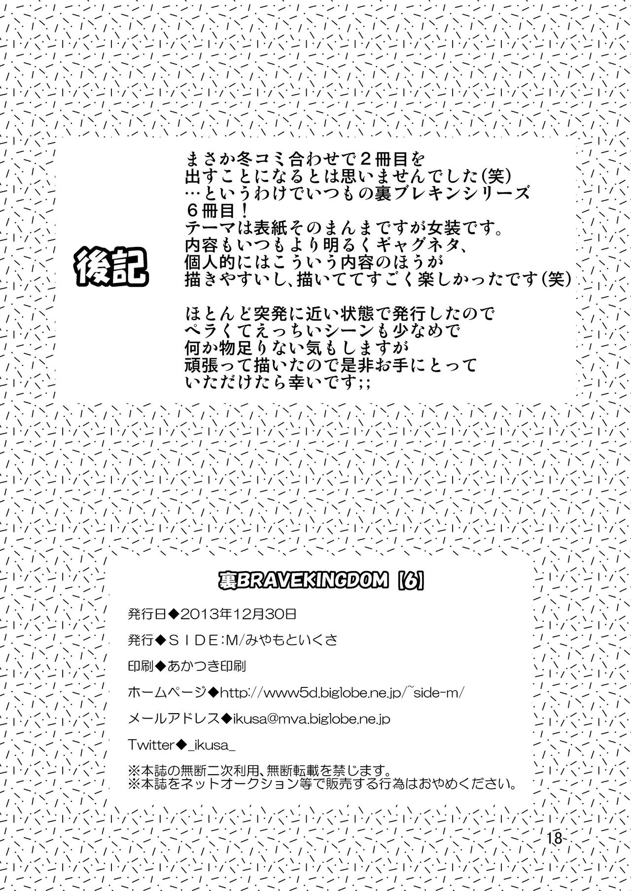 (C85) [Side:M (Miyamoto Ikusa)] Ura Brave Kingdom 6 16